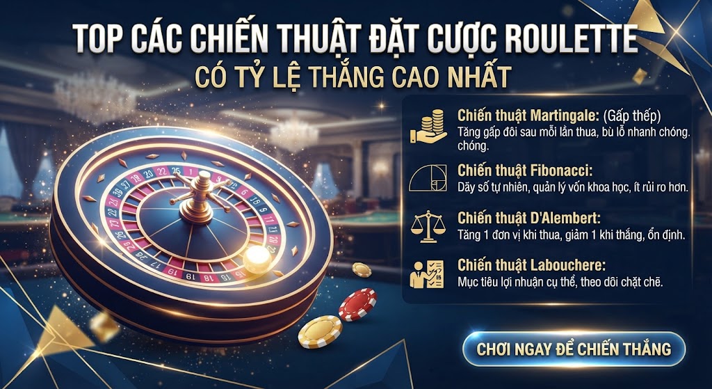 Top các chiến thuật đặt cược Roulette có tỷ lệ thắng cao nhất